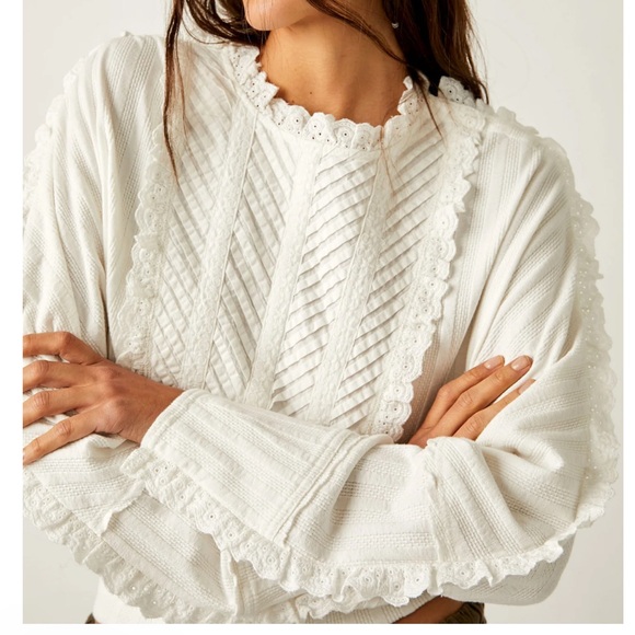 Free People Women’s More Romance Top color Ivory size XL - Picture 3 of 16